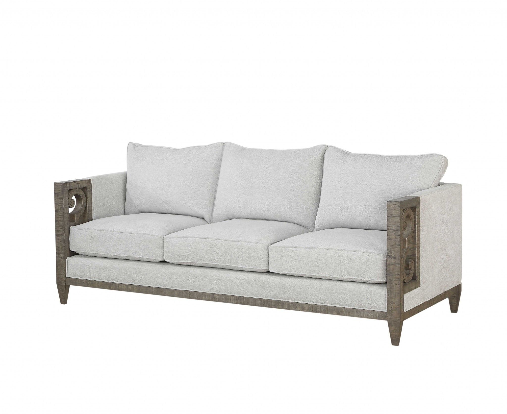 Fabric Sofa With Black And Gray Legs - White