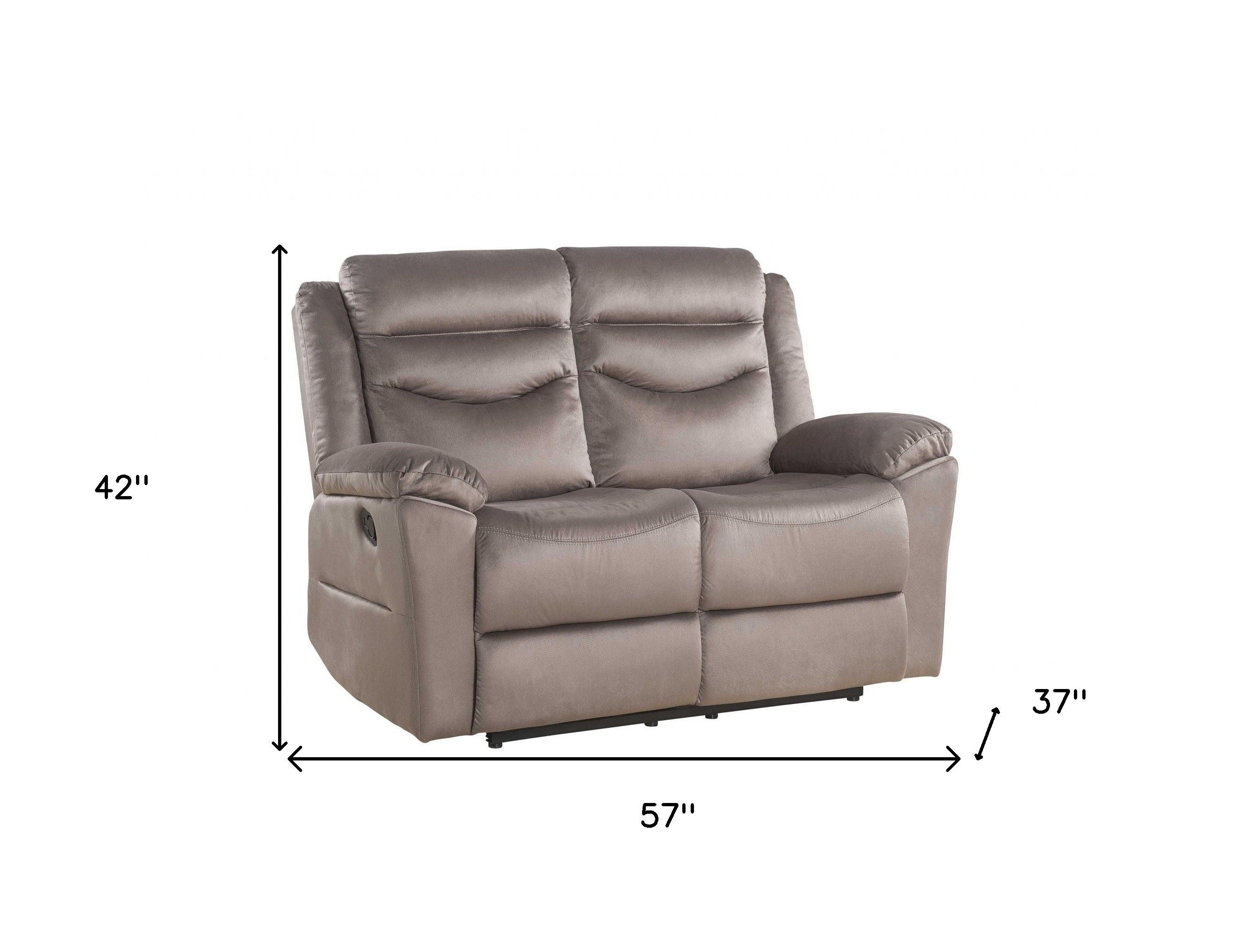 Velvet Manual Reclining Love Seat - Brown