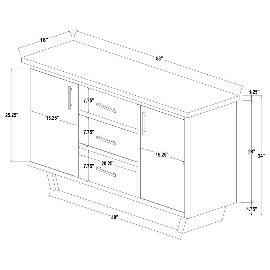 Sherry - 3-Drawer Marble Top Sideboard Buffet - Rustic Espresso