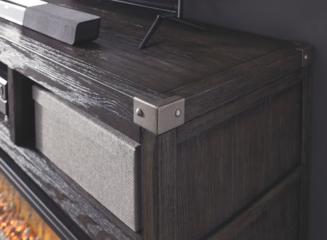 Todoe - Gray - LG TV Stand w/Fireplace Option by Signature Design by Ashley® | Bel Furniture