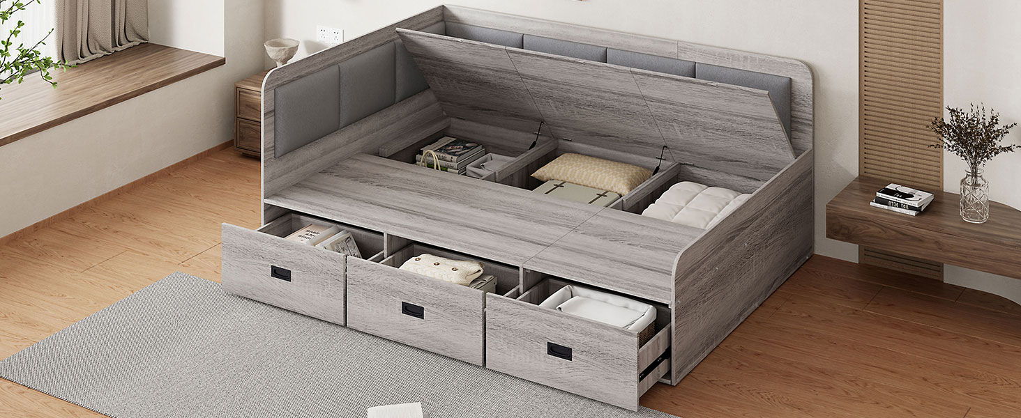 Daybed With Three Drawers And Three Storage Compartments