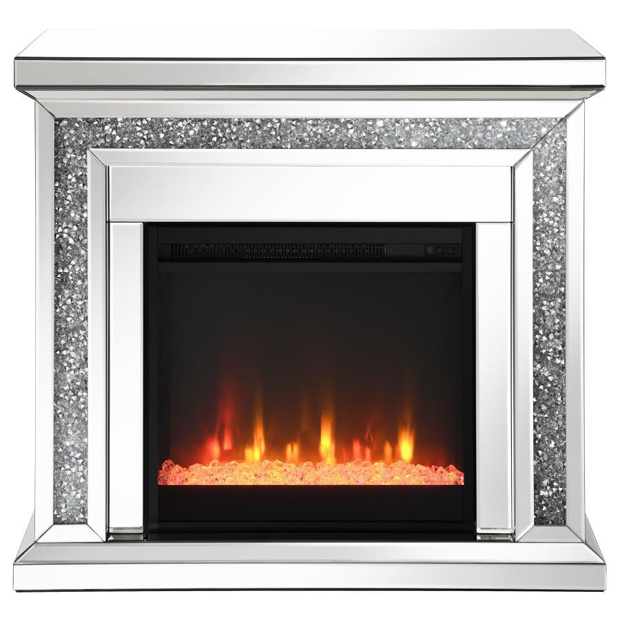 Lorelai - Mirrored Freestanding Electric Fireplace - Silver