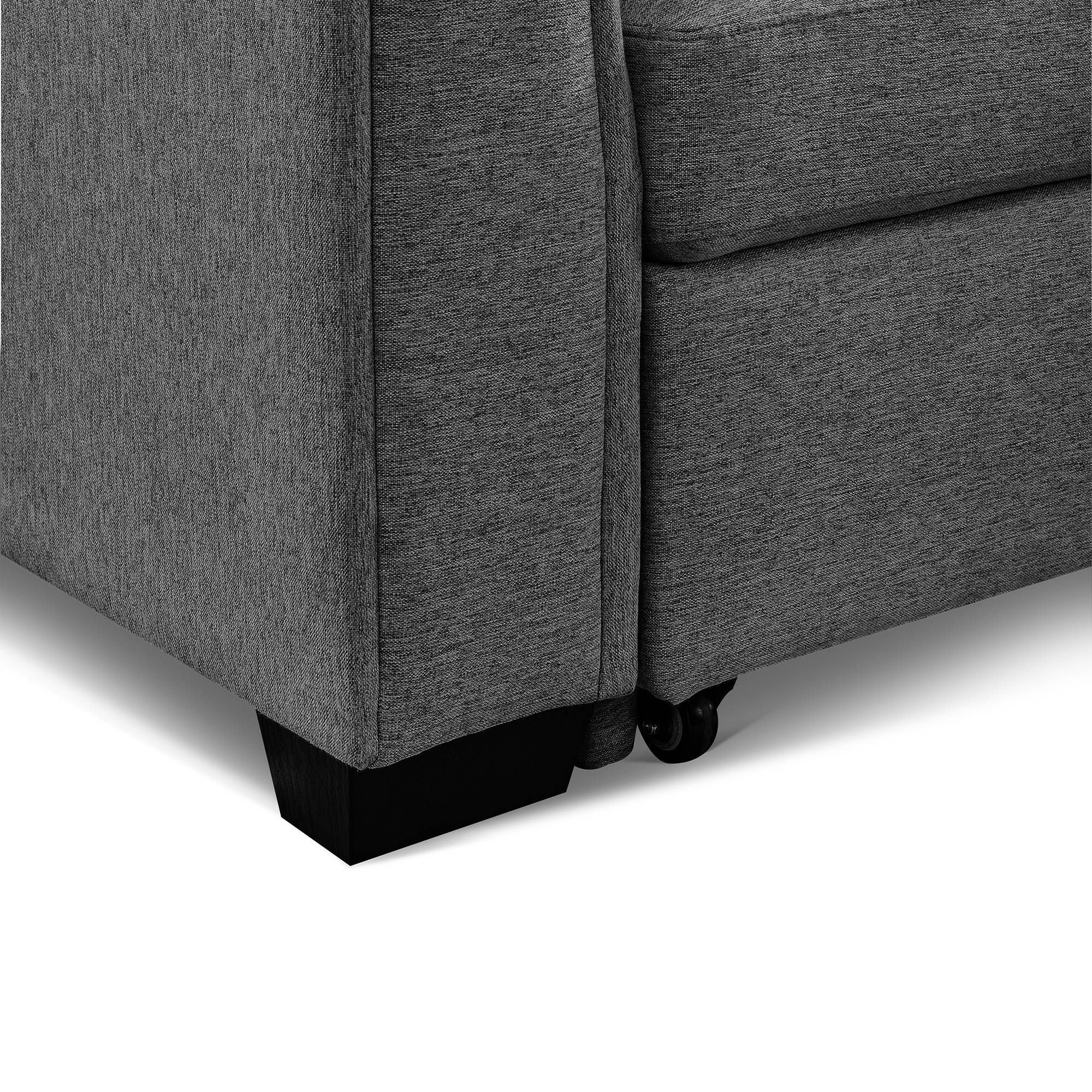 Polyester Blend Convertible Futon Sleeper Sofa With Black Legs - Dark Gray