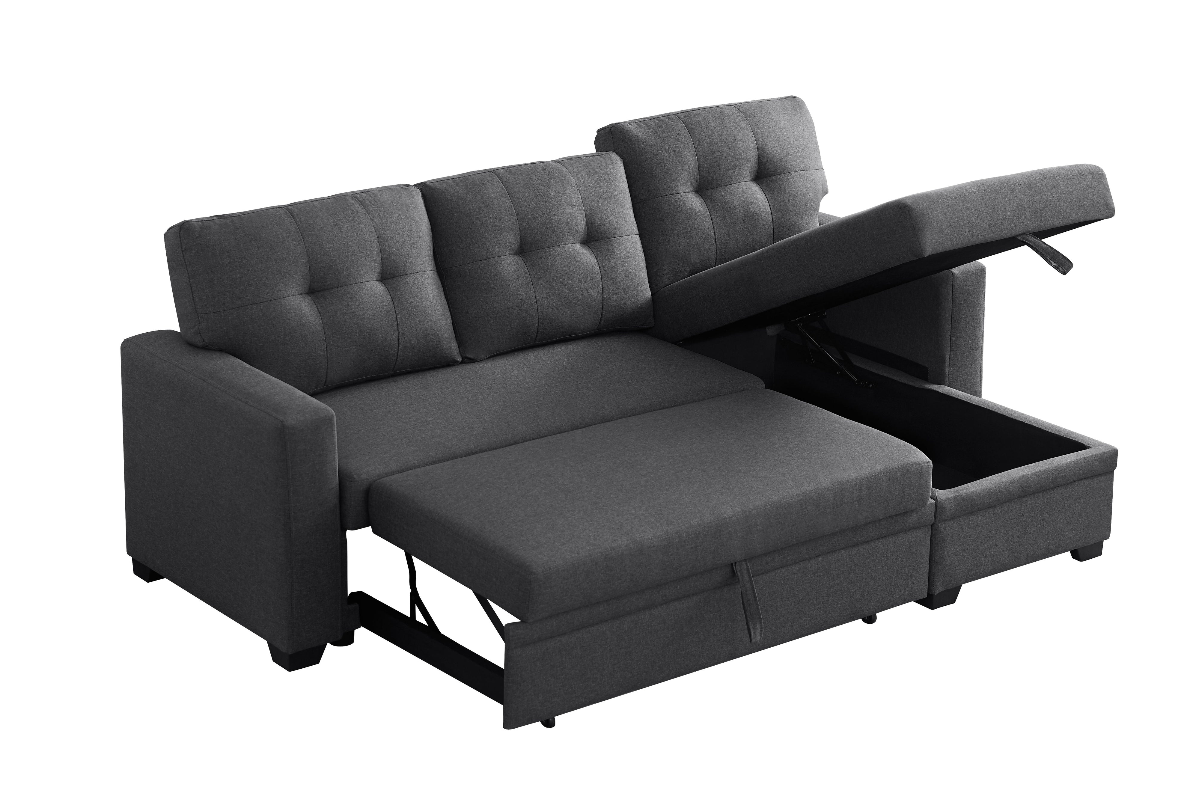 Upholstered Pull Out Sectional Sofa With Chaise