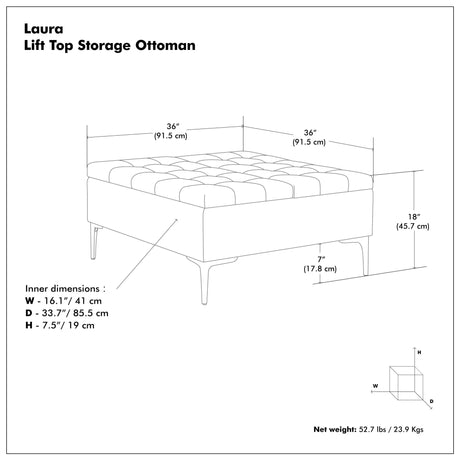 Laura - Lift Top Storage Ottoman - view 7
