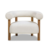 Fuji - Mid Century Modern Barrel Accent Arm Chair - Ivory White by Jennifer Taylor Home | Bel Furniture