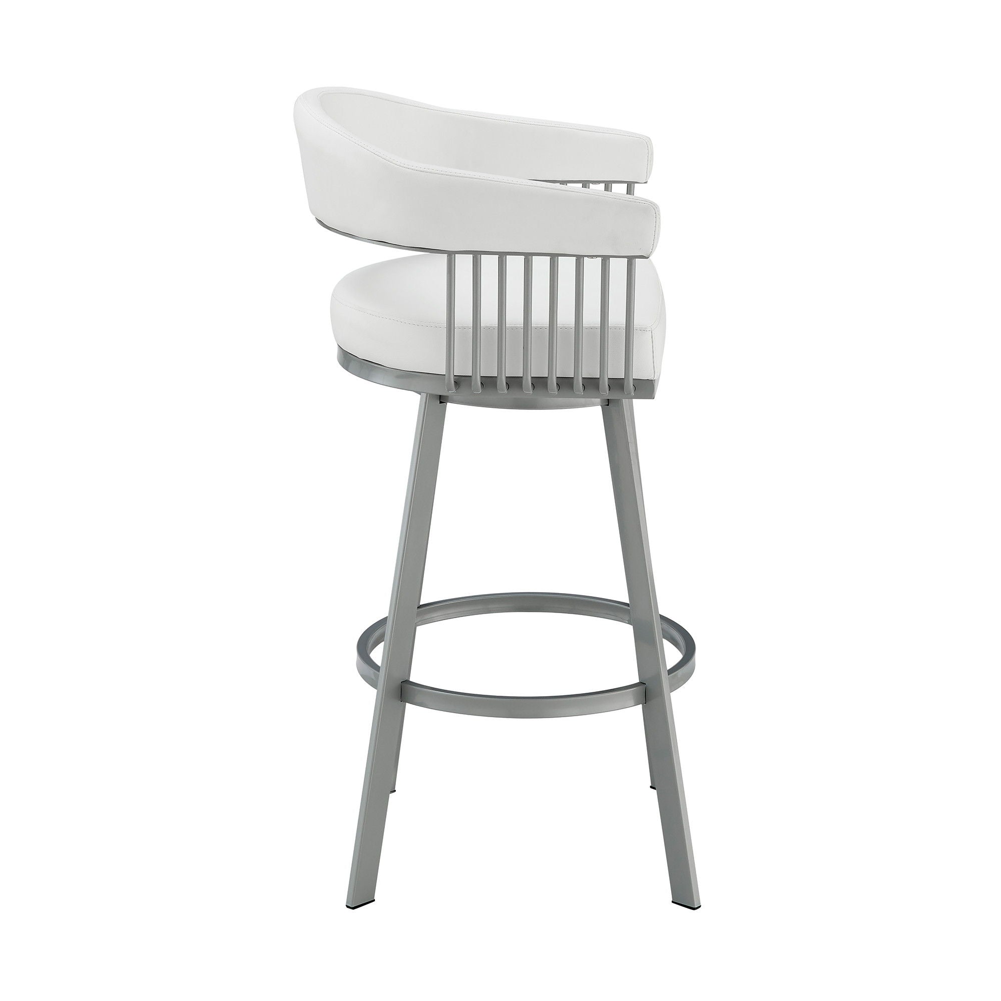 38" Swivel Backless Bar Height Bar Chair - White / Silver