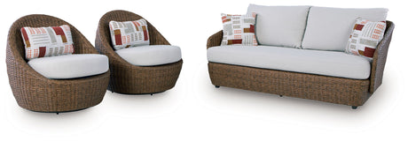 Double Point - Loveseat, Swivel Chairs Set (Set of 3) - Beige - view 3