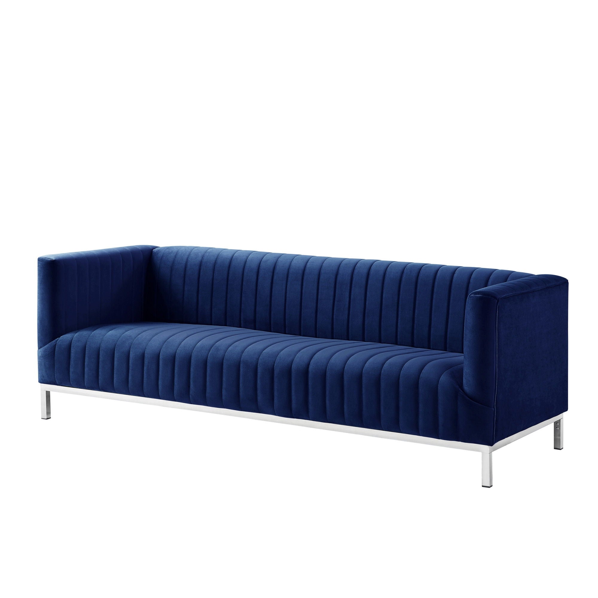 Sofa Velvet With Silver Legs - Navy Blue