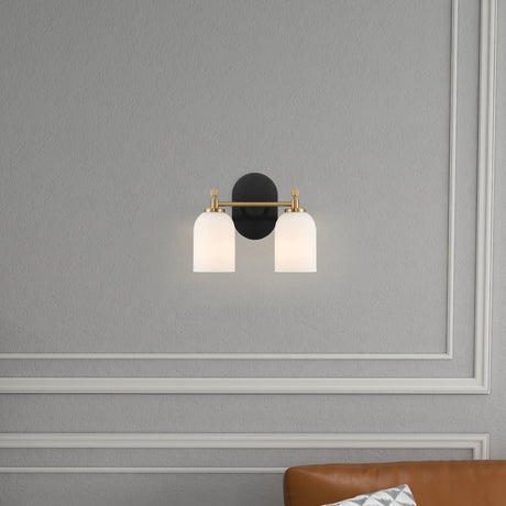 Vortex - 2 Lights Vanity In Style For Over Bathroom Mirror Wall Sconce - Black / Gold / White - view 7