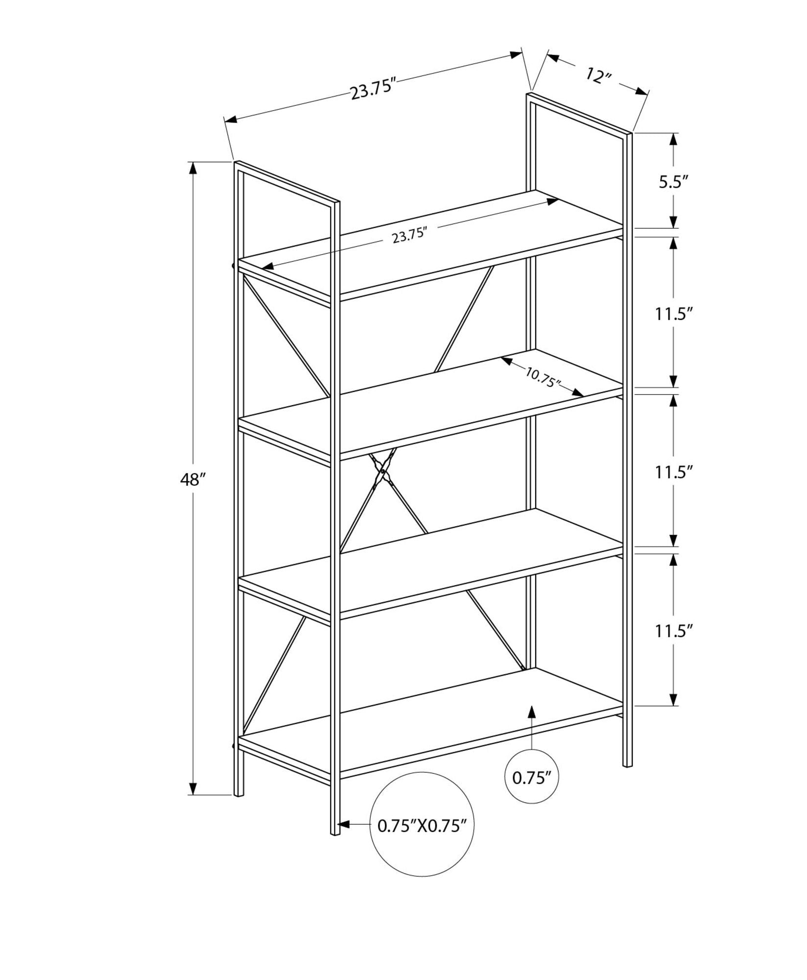 Bookshelf, Bookcase, 4 Tier, Office, Bedroom, Contemporary, Modern