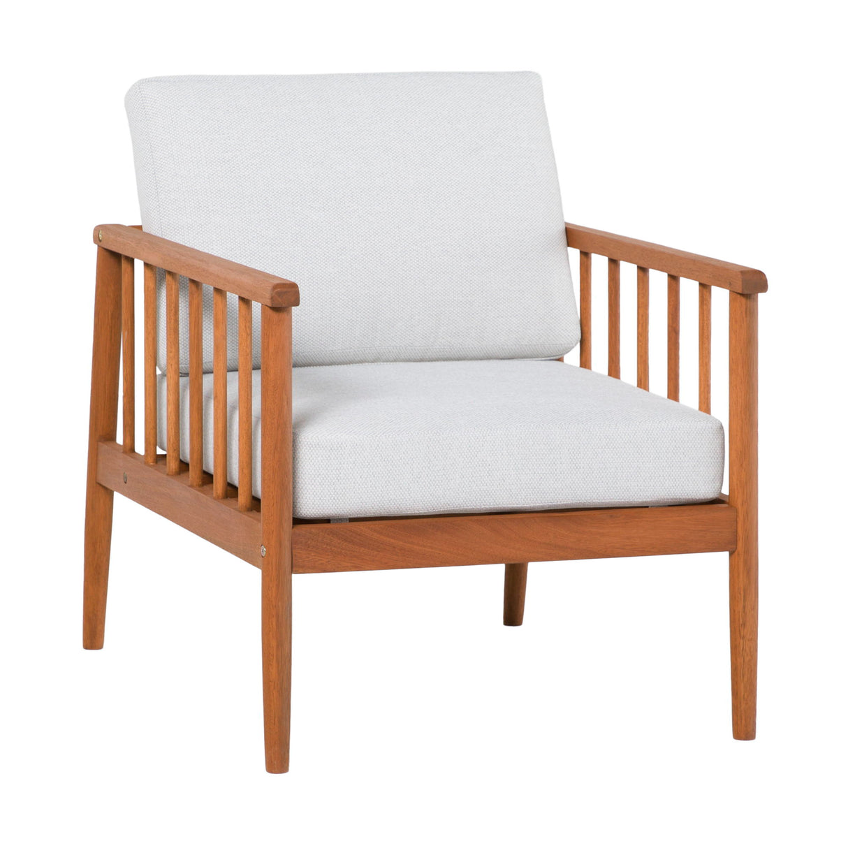 Contemporary Cushioned Eucalyptus Wood Patio Accent Chair White by Walker Edison | Bel Furniture