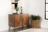 Macon - 2 Door Sheesham Wood Storage Accent Cabinet - Gray by CoasterEssence | Bel Furniture