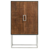 Borman - 2 Door Home Bar Cabinet Wine Storage - Walnut And Black by Coaster Fine Furniture | Bel Furniture
