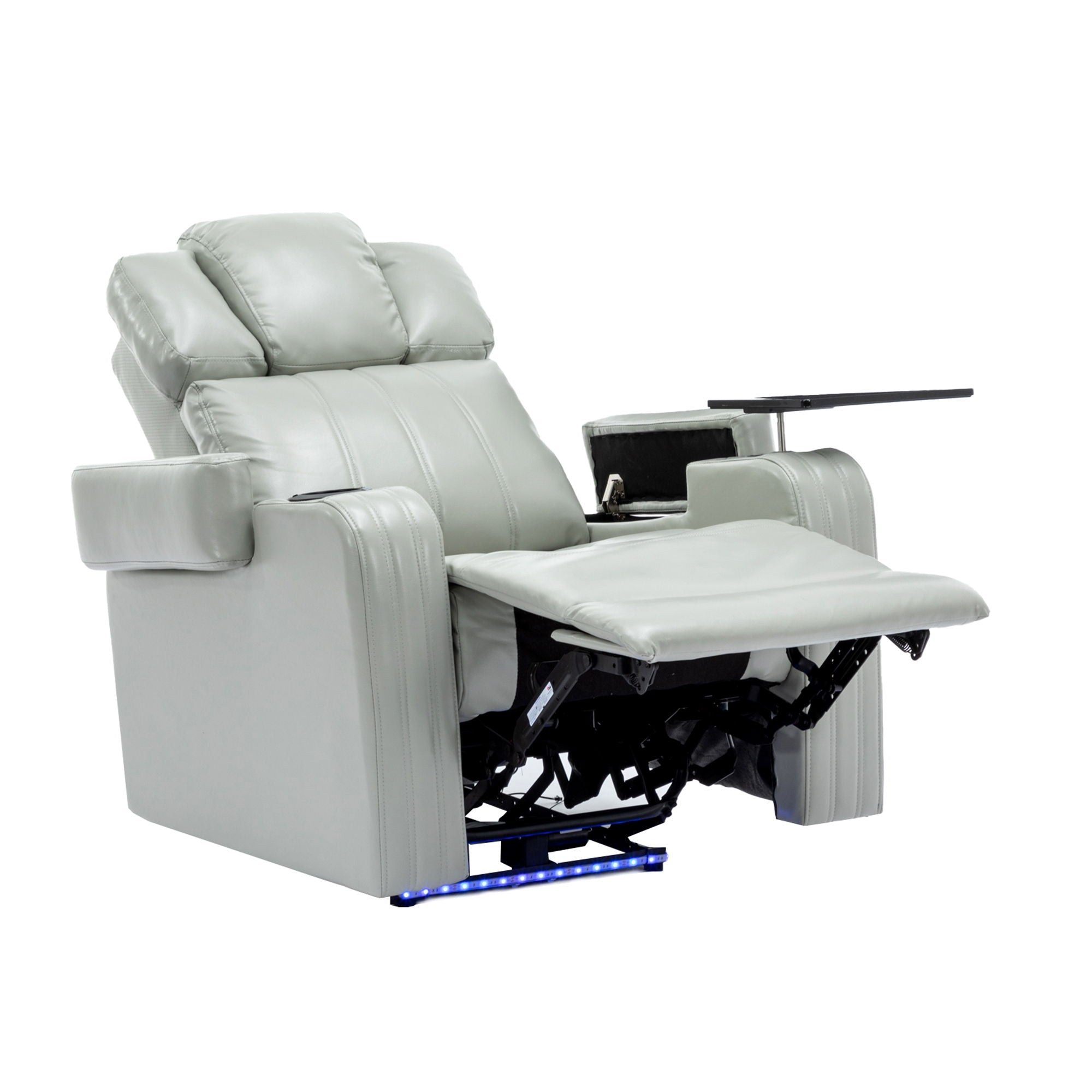 Power Recliner Individual Seat Home Theater Recliner With Cooling Cup Holder - Bluetooth Speaker, Led Lights, USB Ports, Tray Table, Arm Storage For Living Room