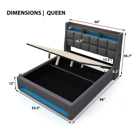 Upholstered Platform Bed With A Hydraulic Storage System, LED And USB Charging (Without Mattress) - view 22