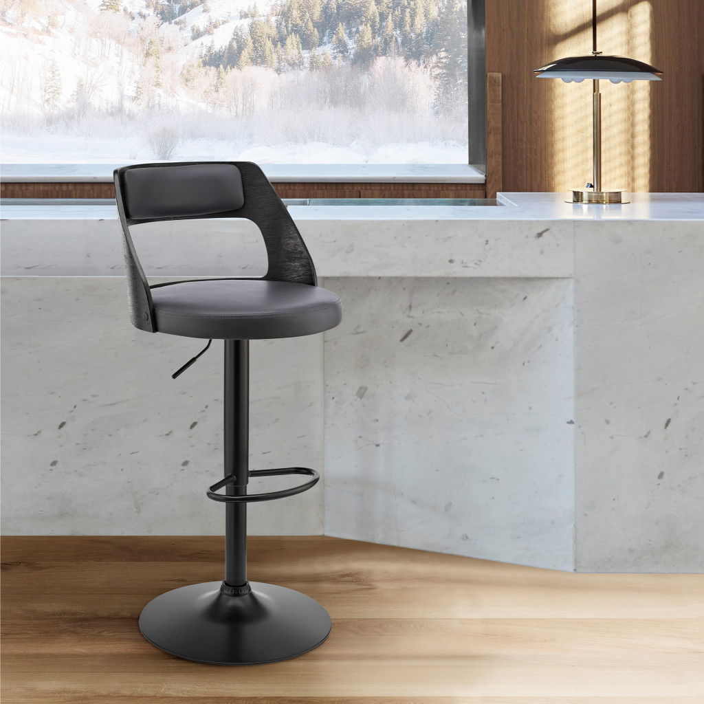 43" Swivel Adjustable Height Bar Chair - Gray / Black