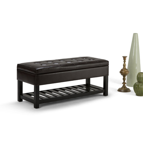 Cosmopolitan - Storage Ottoman Bench With Open Bottom - Tanners Brown by Simpli-Home | Bel Furniture
