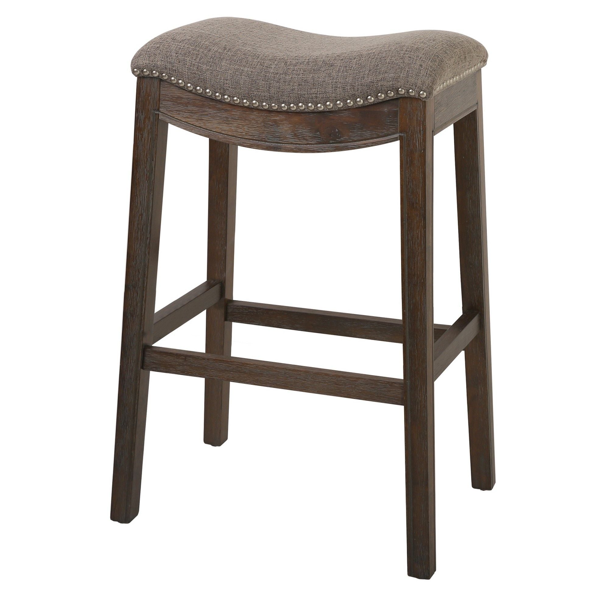 Solid Wood Backless Bar Height Bar Chair - Taupe / Brown