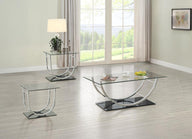 Danville - Glass Top Coffee Table Set Pearl Silver 3 Pc. Coffee Table, 2 End Tables by Coaster Fine Furniture | Bel Furniture