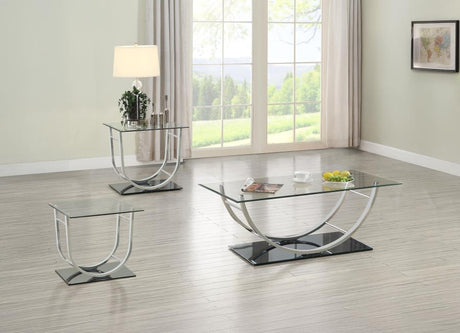 Danville - Glass Top Coffee Table Set Pearl Silver 3 Pc. Coffee Table, 2 End Tables by Coaster Fine Furniture | Bel Furniture