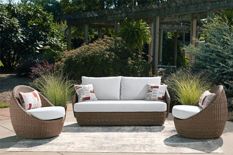 Double Point - Loveseat, Swivel Chairs Set (Set of 3) - Beige - view 4