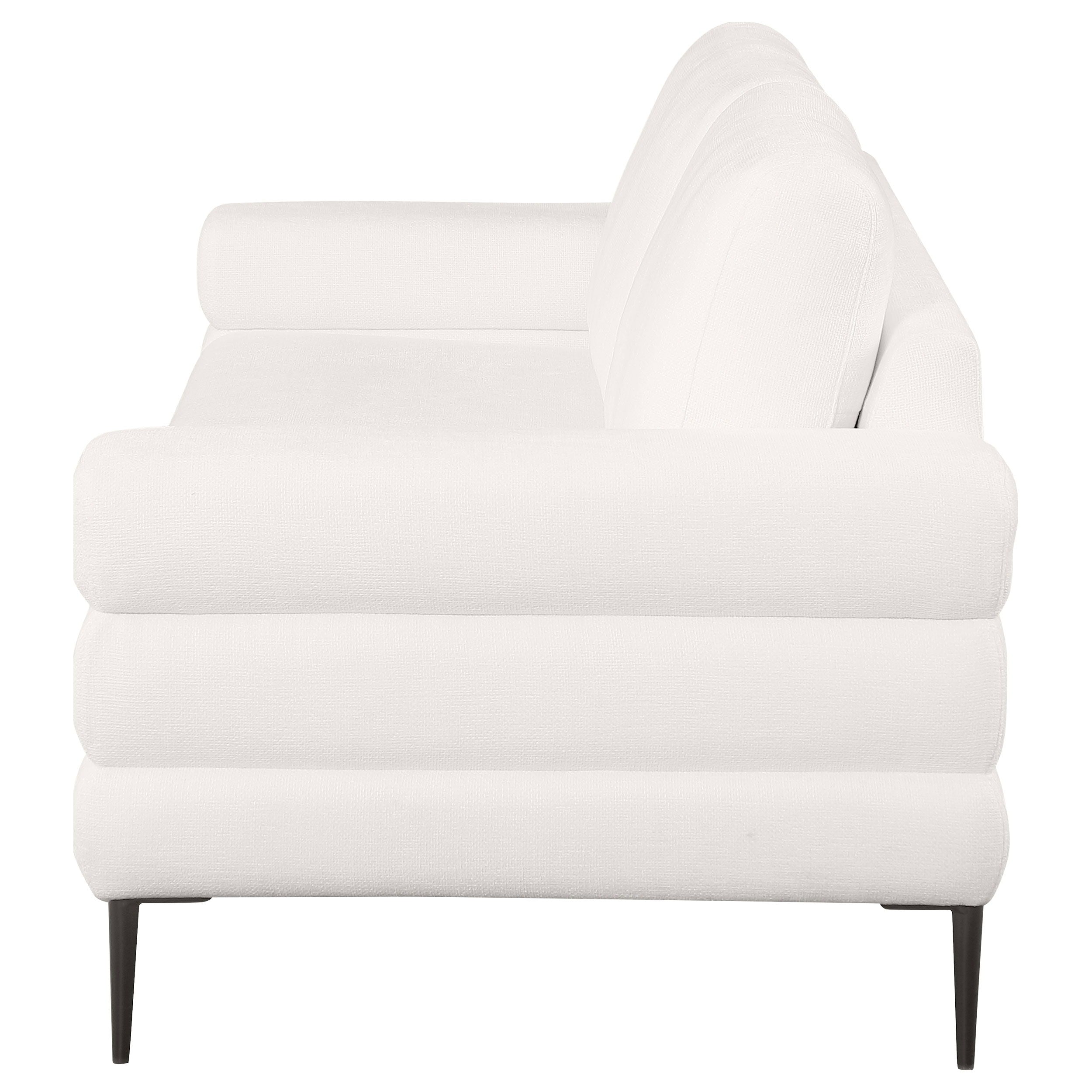 Jessel - Chenille Upholstered Track Arm Sofa - Ivory