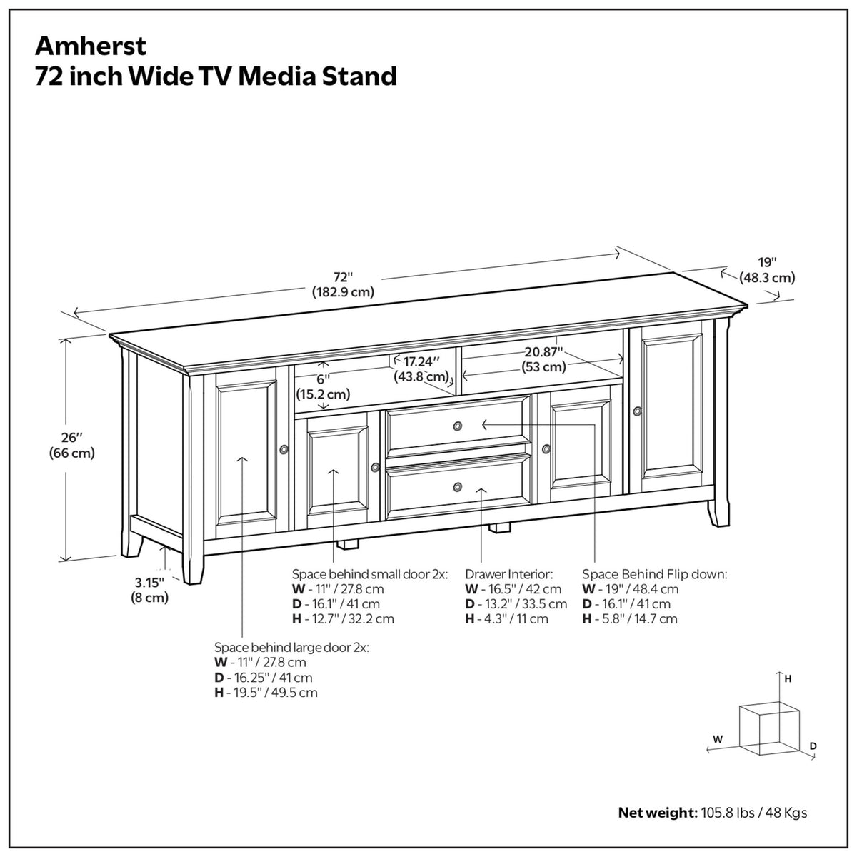 Amherst - Wide TV Media Stand - Rustic Natural Aged Brown