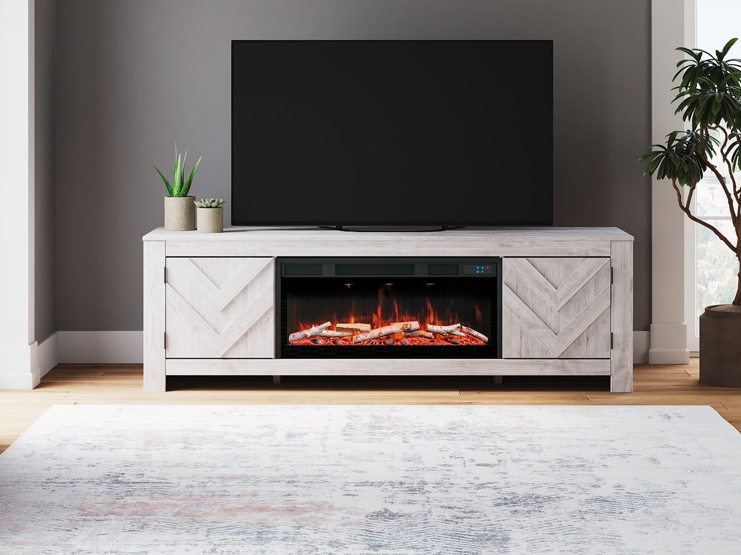 Cayboni - LG TV Stand With Fireplace Option - TV Stands | Bel Furnitur