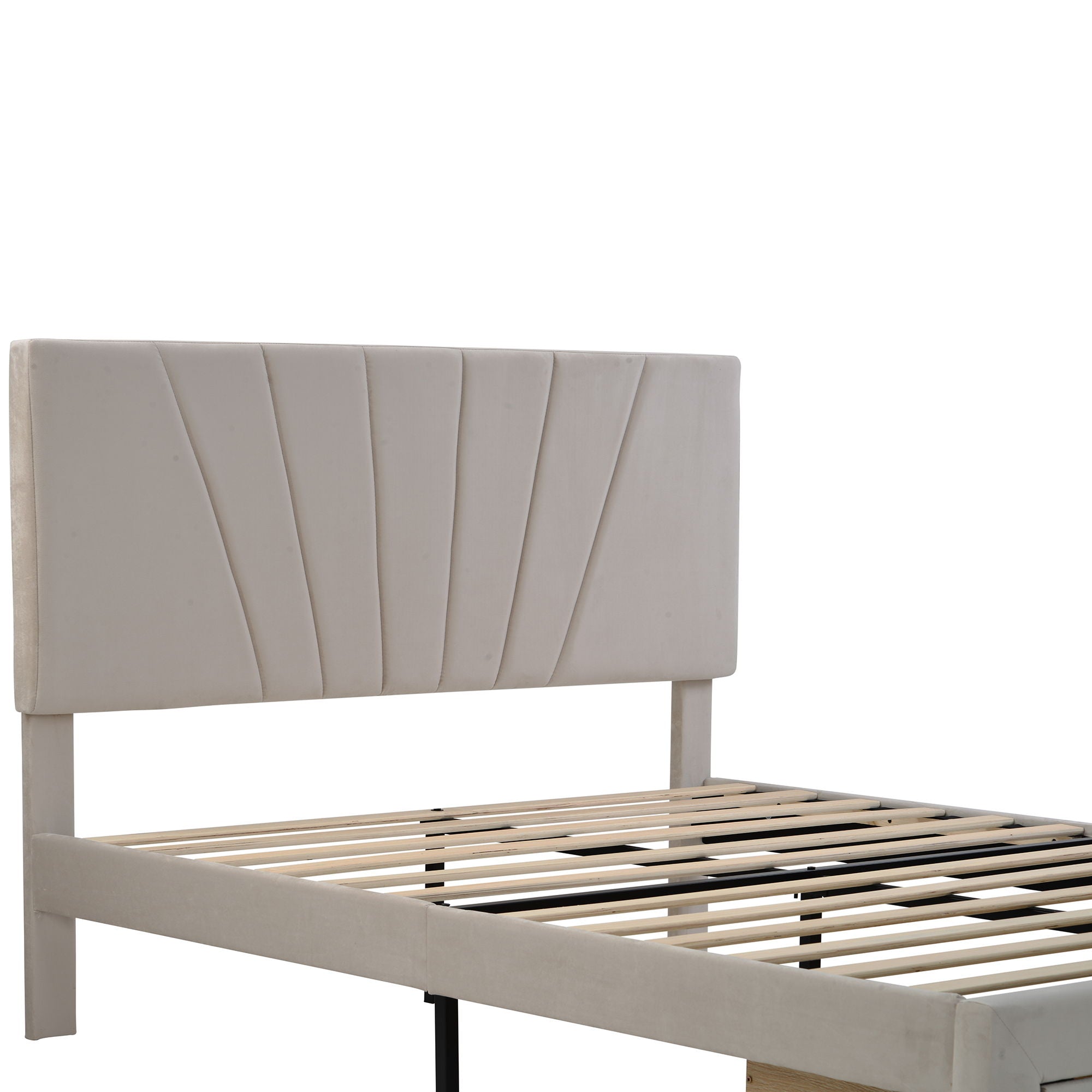 Storage Bed Velvet Upholstered Platform Bed With A Big Drawer