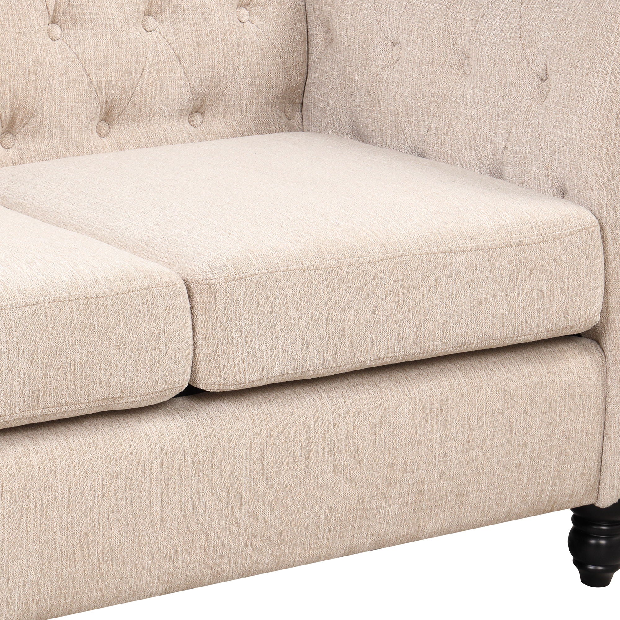 Modern Sofa Dutch Plush, Upholstered Sofa, Solid Wood Legs, Buttoned Tufted Backrest