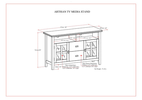 Artisan - TV Media Stand, Handcrafted - Russet Brown by Simpli-Home | Bel Furniture