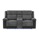Alicia - Console Reclining Loveseat With Immersive Sound & Blue LED - Black / Gray