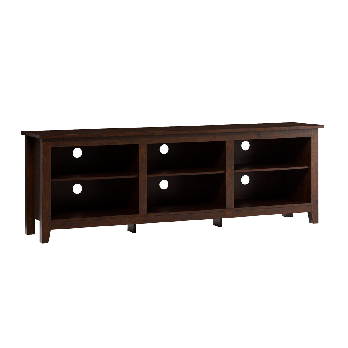 Modern Transitional 3 Shelf Open Storage 70" TV Stand For 80" TVs - Brown by Walker Edison | Bel Furniture