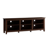 Modern Transitional 3 Shelf Open Storage 70" TV Stand For 80" TVs - Brown by Walker Edison | Bel Furniture