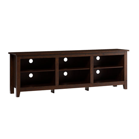 Modern Transitional 3 Shelf Open Storage 70" TV Stand For 80" TVs - Brown by Walker Edison | Bel Furniture
