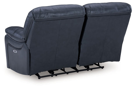Leesworth - 3 Pc. - Power Reclining Sofa, Power Reclining Loveseat, Power Rocker Recliner - Ocean - view 7