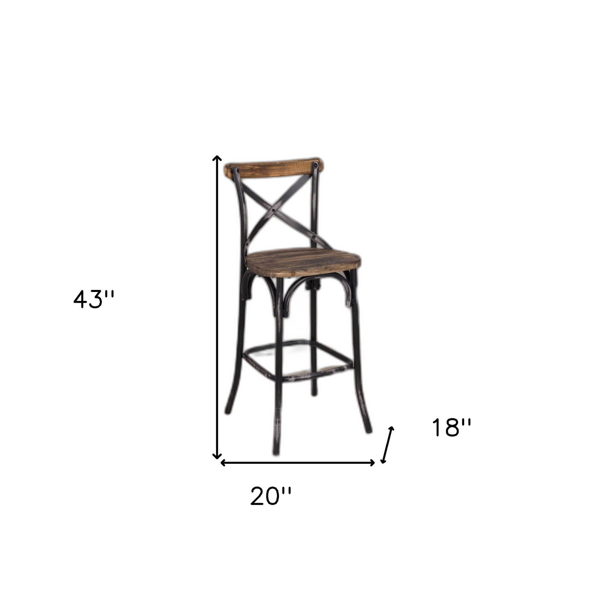 43" Iron Bar Chair - Brown / Black