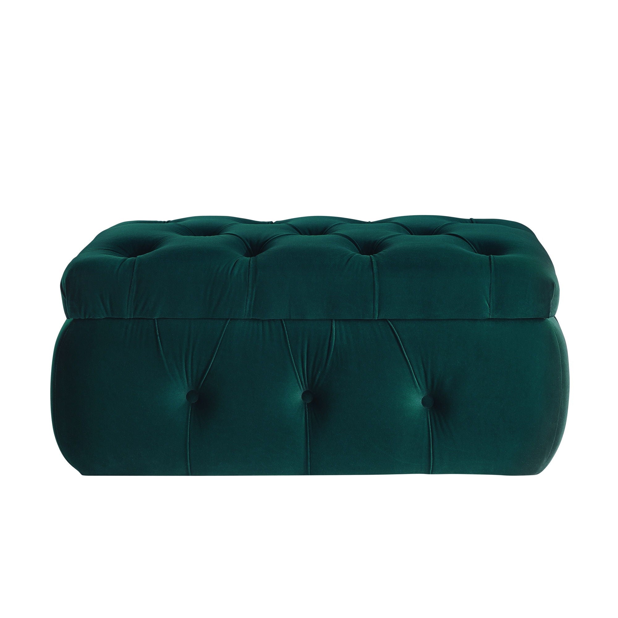 Velvet Tufted Storage Ottoman - Green