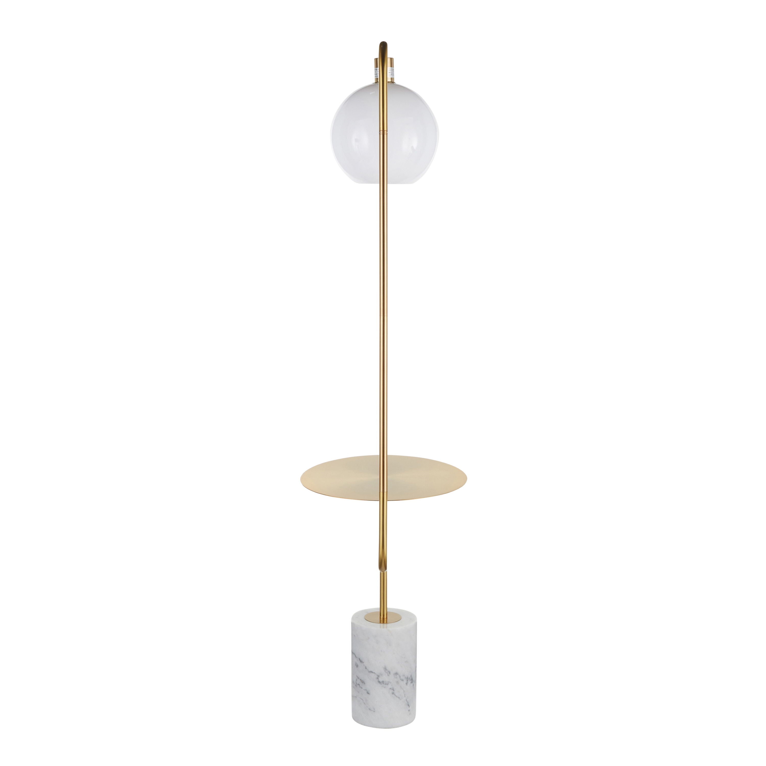 Symbol - Contemporary / Glam Floor Lamp Side Table - White Marble