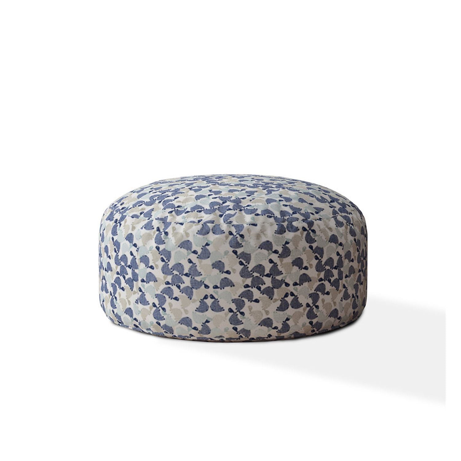 Cotton Round Turtle Pouf Ottoman - Beige