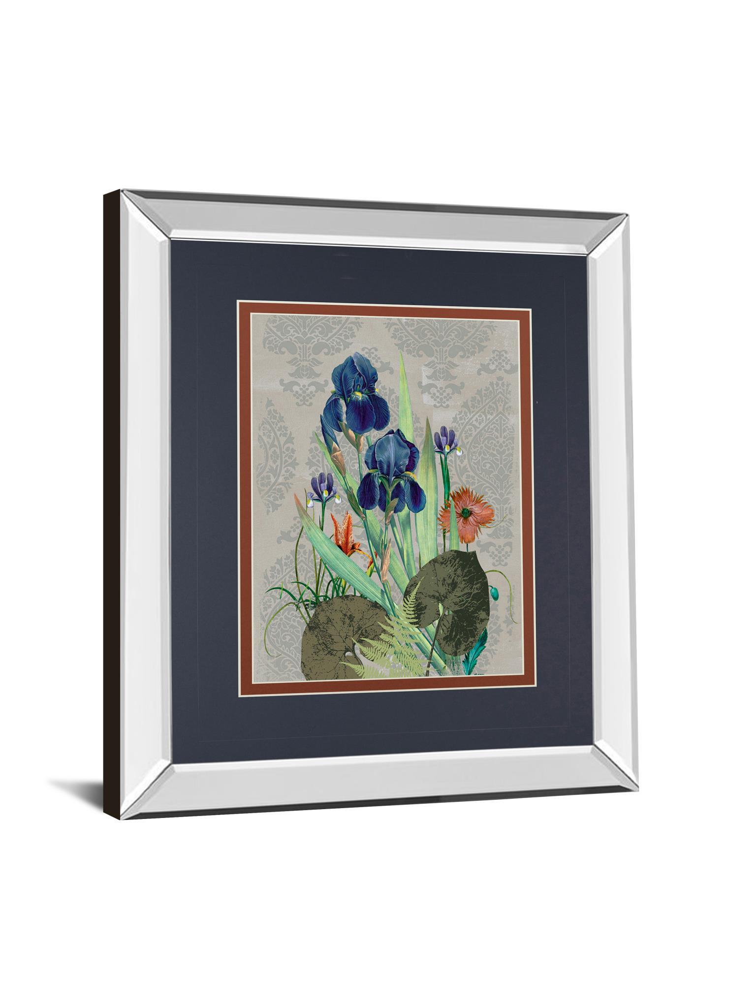 Summer Flowers I By Ken Hurd - Mirror Framed Print Wall Art - Blue