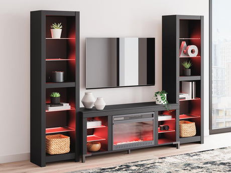 Cayberry - 3-Piece Entertainment Center With Electric Fireplace - Black - view 8