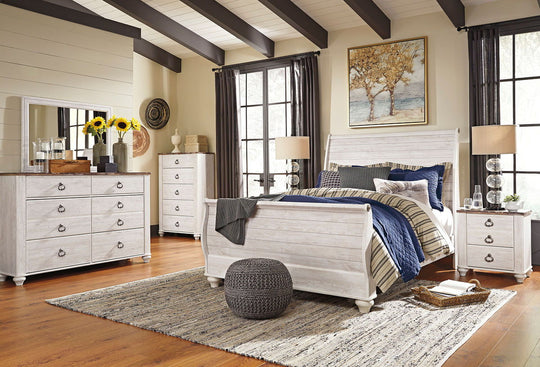 Willowton - Sleigh Bedroom Set Light Brown by Signature Design by Ashley® | Bel Furniture