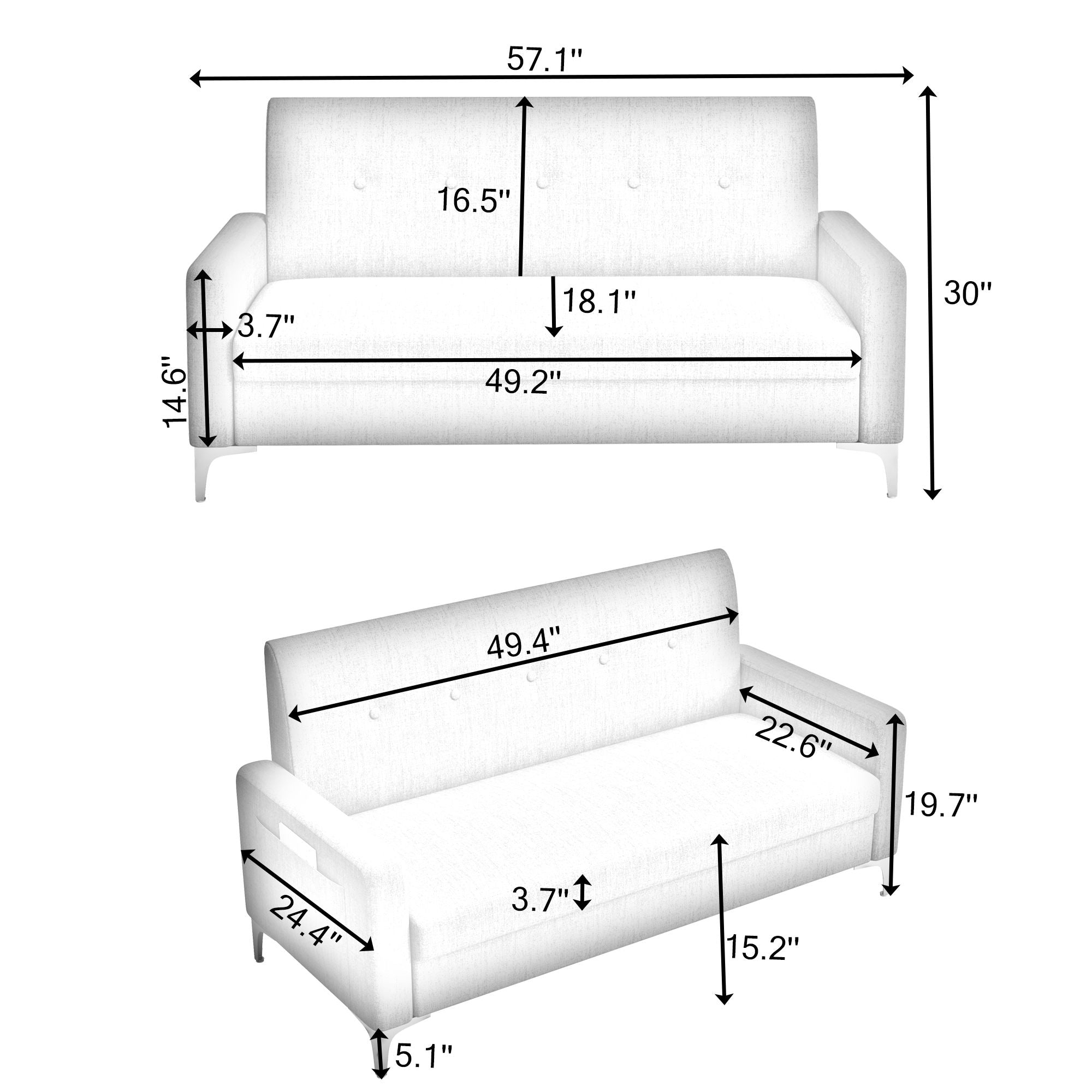 Multi-Functional Storage Comfortable Double Sofa, Suitable For Living Room, Apartment, Home Office