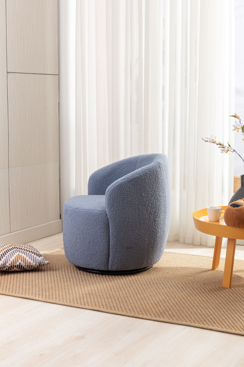 Teddy Fabric Swivel Accent Armchair Barrel Chair With Powder Coating Metal Ring