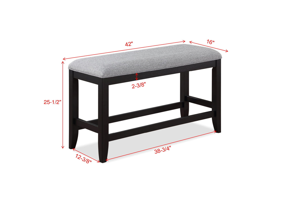 Frey - Counter Height Bench - Black by Crown Mark | Bel Furniture