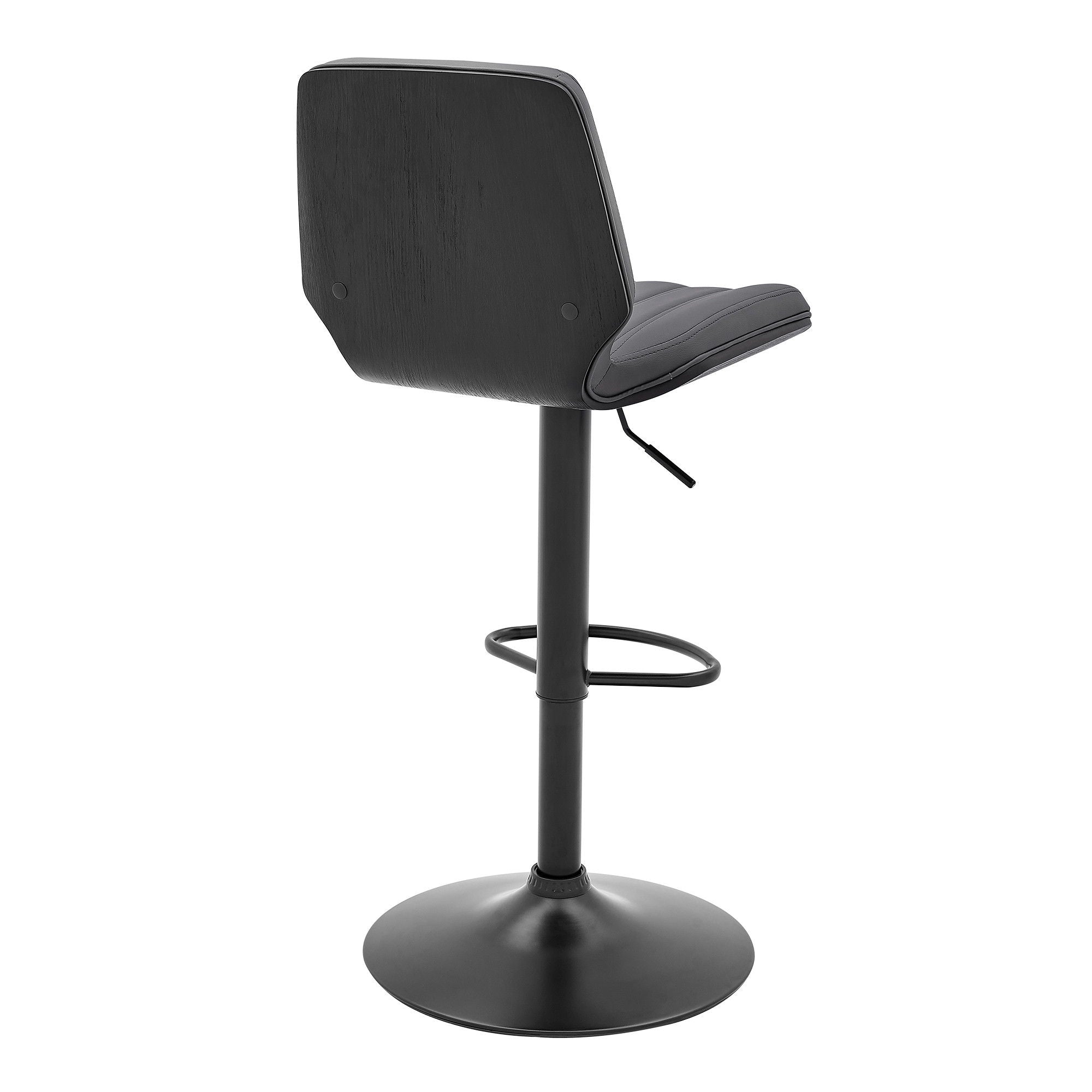 44" Faux Leather Swivel Adjustable Height Bar Chair - Gray / Black