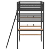 Campus - 3-Shelf Metal Twin Workstation Loft Bed