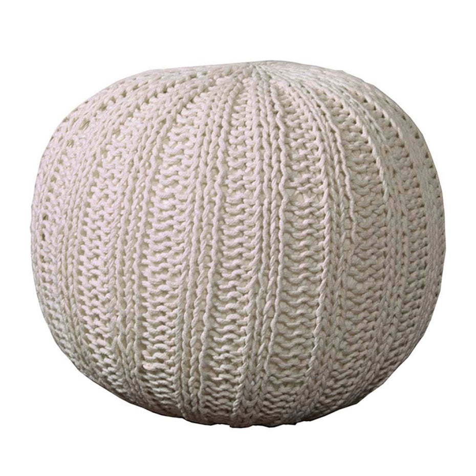 Cotton Round Ottoman - Beige